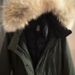 Soia & Kyo Olive Puffer Coat with real Fox Fur Hood